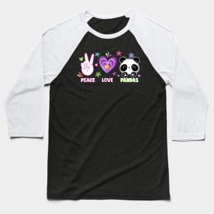 Peace Love Pandas Baseball T-Shirt